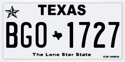 TX license plate BGO1727