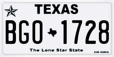 TX license plate BGO1728