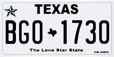 TX license plate BGO1730