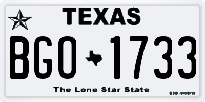 TX license plate BGO1733