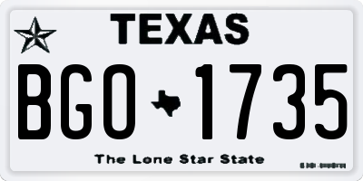 TX license plate BGO1735