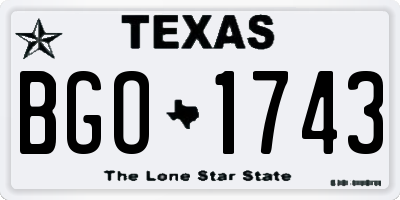TX license plate BGO1743