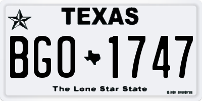 TX license plate BGO1747