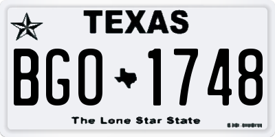 TX license plate BGO1748