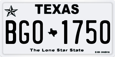 TX license plate BGO1750