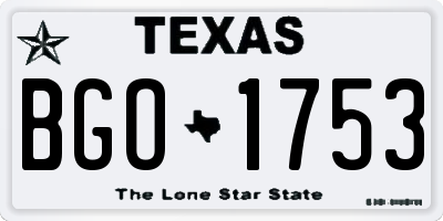 TX license plate BGO1753