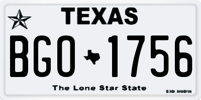 TX license plate BGO1756