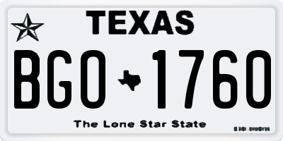 TX license plate BGO1760