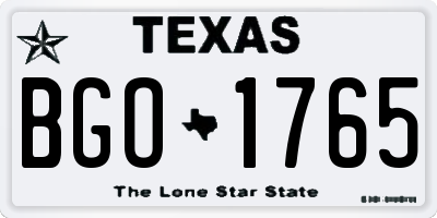 TX license plate BGO1765