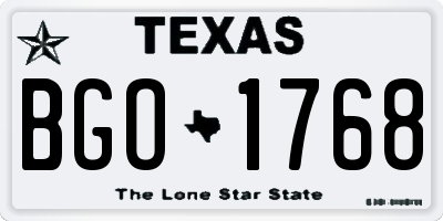 TX license plate BGO1768