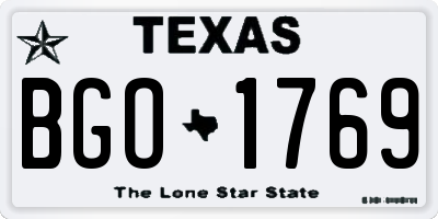 TX license plate BGO1769