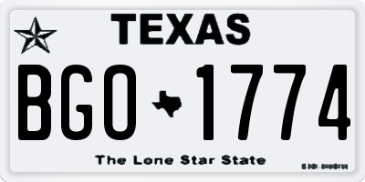 TX license plate BGO1774