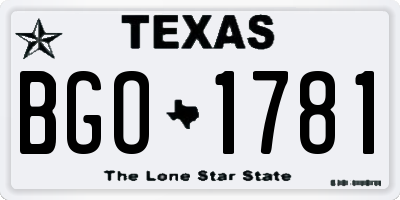 TX license plate BGO1781