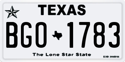 TX license plate BGO1783