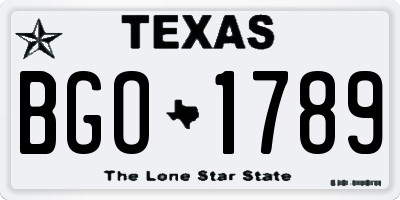 TX license plate BGO1789