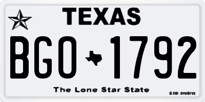 TX license plate BGO1792