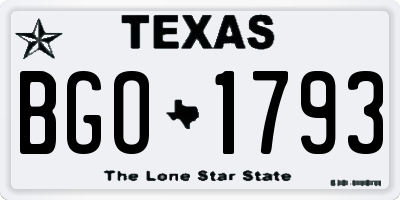 TX license plate BGO1793