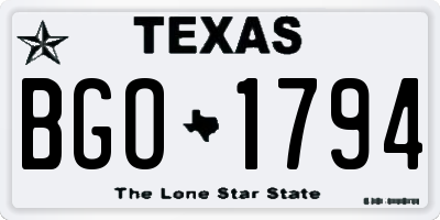 TX license plate BGO1794