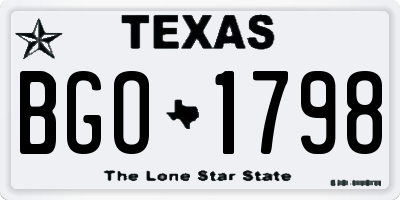 TX license plate BGO1798