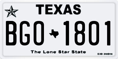 TX license plate BGO1801