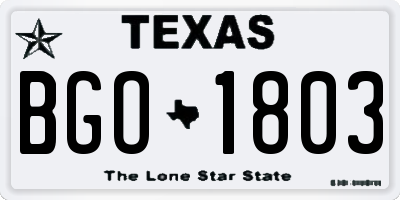 TX license plate BGO1803