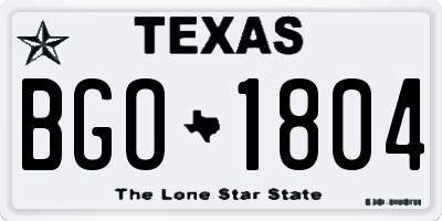 TX license plate BGO1804