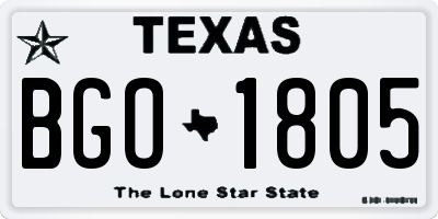 TX license plate BGO1805