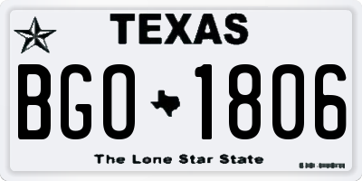 TX license plate BGO1806