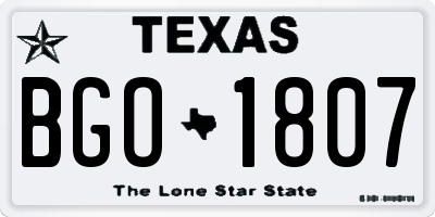 TX license plate BGO1807