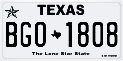TX license plate BGO1808