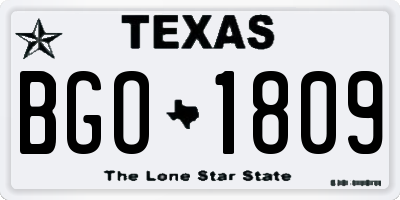 TX license plate BGO1809