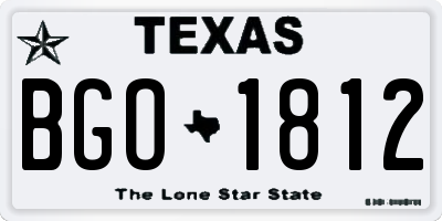TX license plate BGO1812