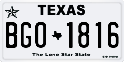 TX license plate BGO1816
