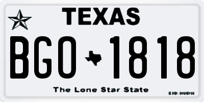 TX license plate BGO1818