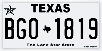 TX license plate BGO1819