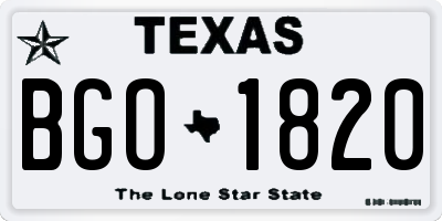 TX license plate BGO1820