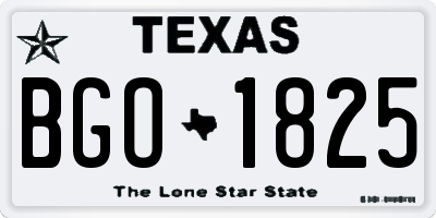 TX license plate BGO1825