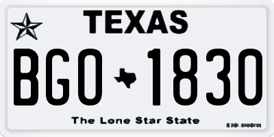 TX license plate BGO1830