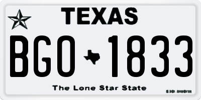TX license plate BGO1833