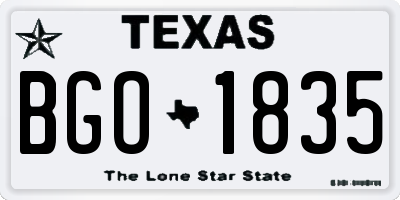 TX license plate BGO1835
