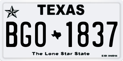TX license plate BGO1837