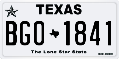 TX license plate BGO1841