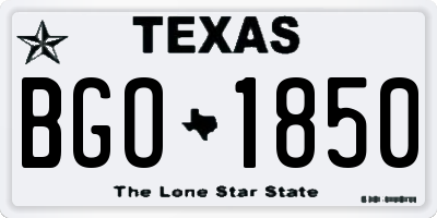 TX license plate BGO1850