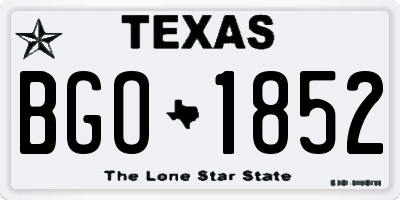 TX license plate BGO1852