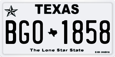 TX license plate BGO1858