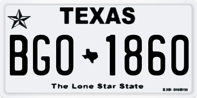 TX license plate BGO1860