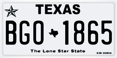 TX license plate BGO1865