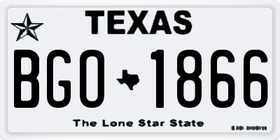 TX license plate BGO1866