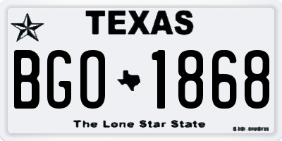 TX license plate BGO1868