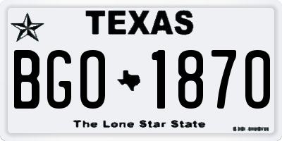 TX license plate BGO1870